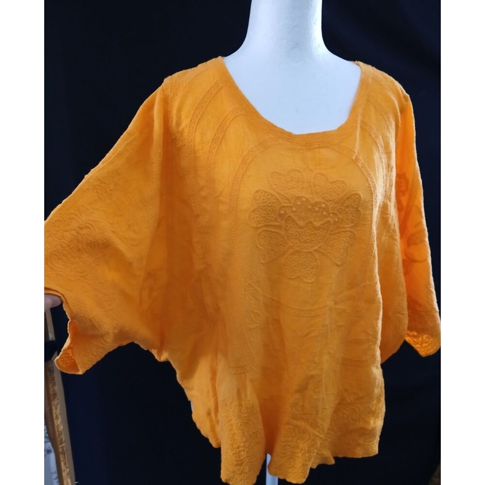 Cato Batwing Style Vibrant Orange Boho Flowy Top Large NWOT - Picture 5 of 8
